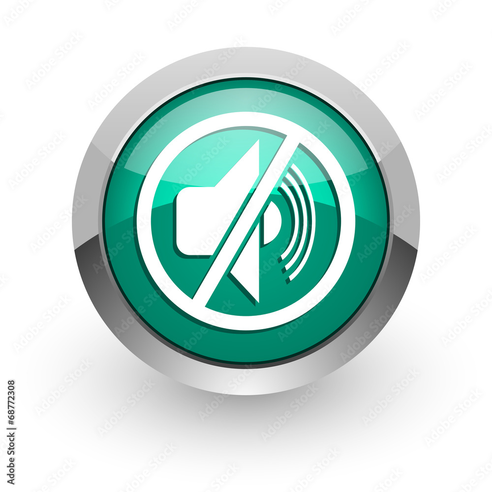 mute green glossy web icon