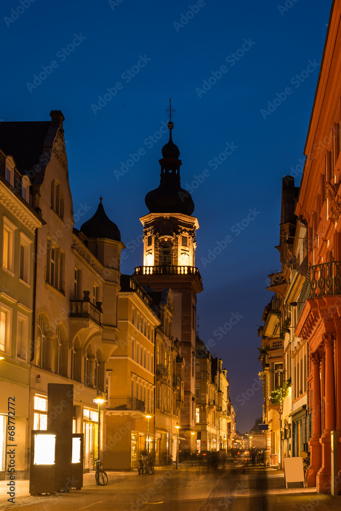 The night scene of shopping street in Heidelburg, Germany