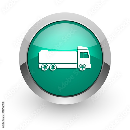truck green glossy web icon