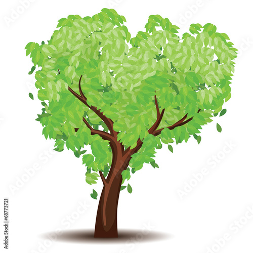Tree with Abstract Green Leaves