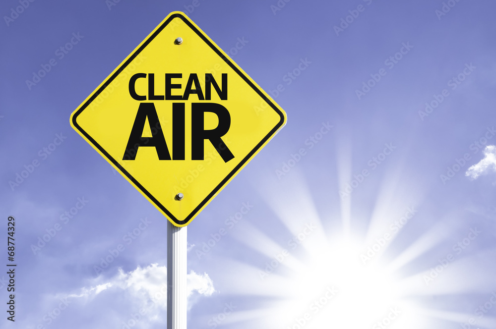 Clean Air road sign with sun background Clean Air road sign with sun background