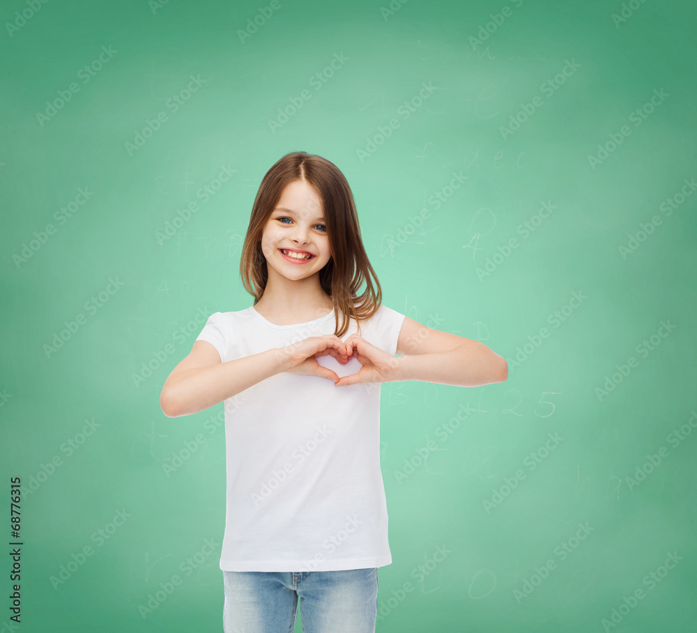 smiling little girl in white blank t-shirt smiling little girl in white blank t-shirt