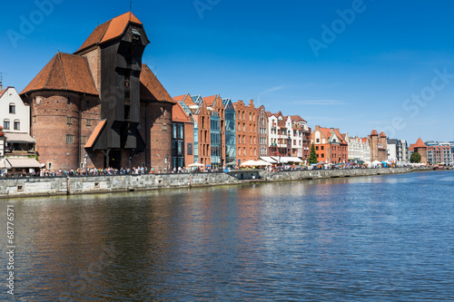The medieval port crane over Motlawa river.Gdansk.Poland