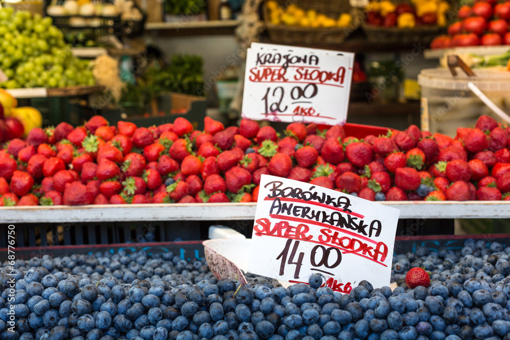Berries at the farmers market in Poland. Berries at the farmers market in Poland.