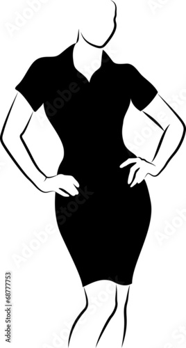 sketch of woman in black dress