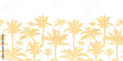 vector palm trees golden textile horizontal seamless pattern