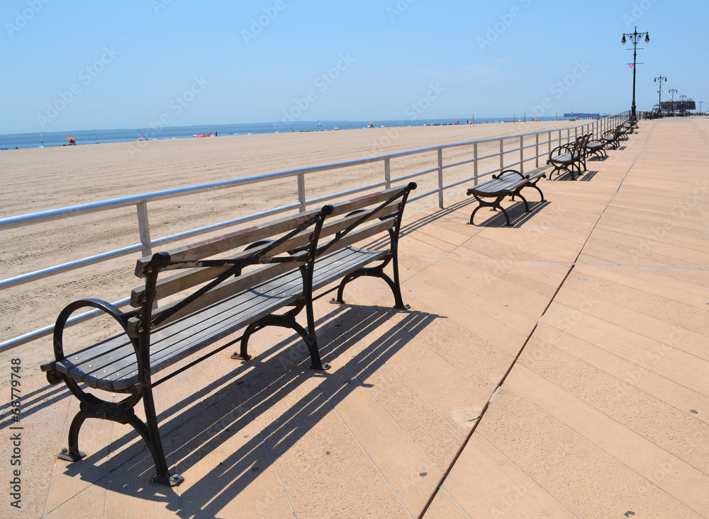 Benches near the shore of ocean