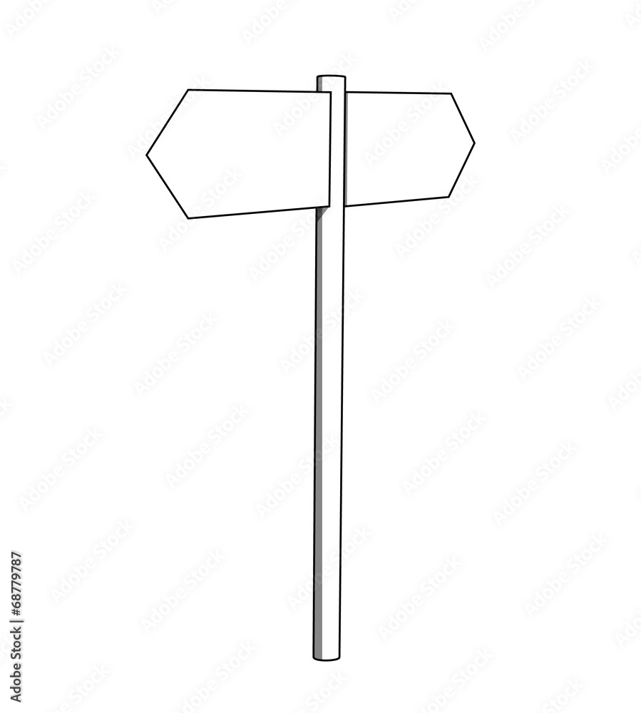 Blank white outline signpost isolated on a white background Blank white outline signpost isolated on a white background