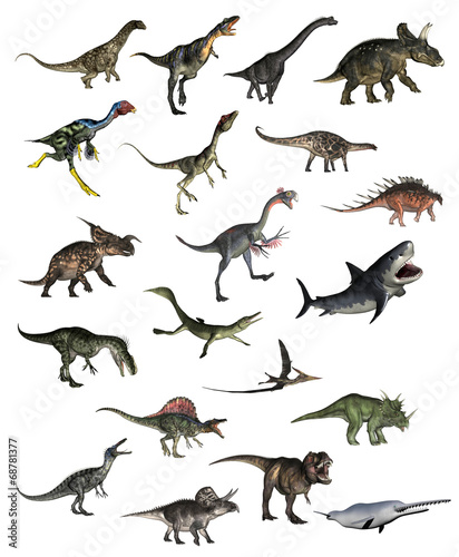 Fototapeta Naklejka Na Ścianę i Meble -  Set of dinosaurs - 3D render
