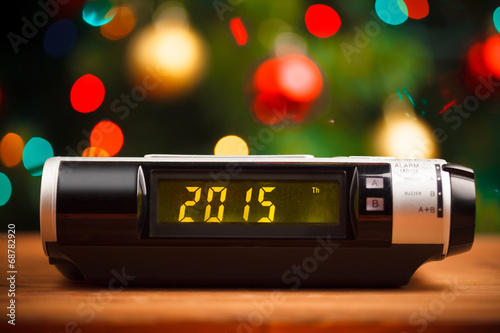 Led display of alarm clock with 2015 new year