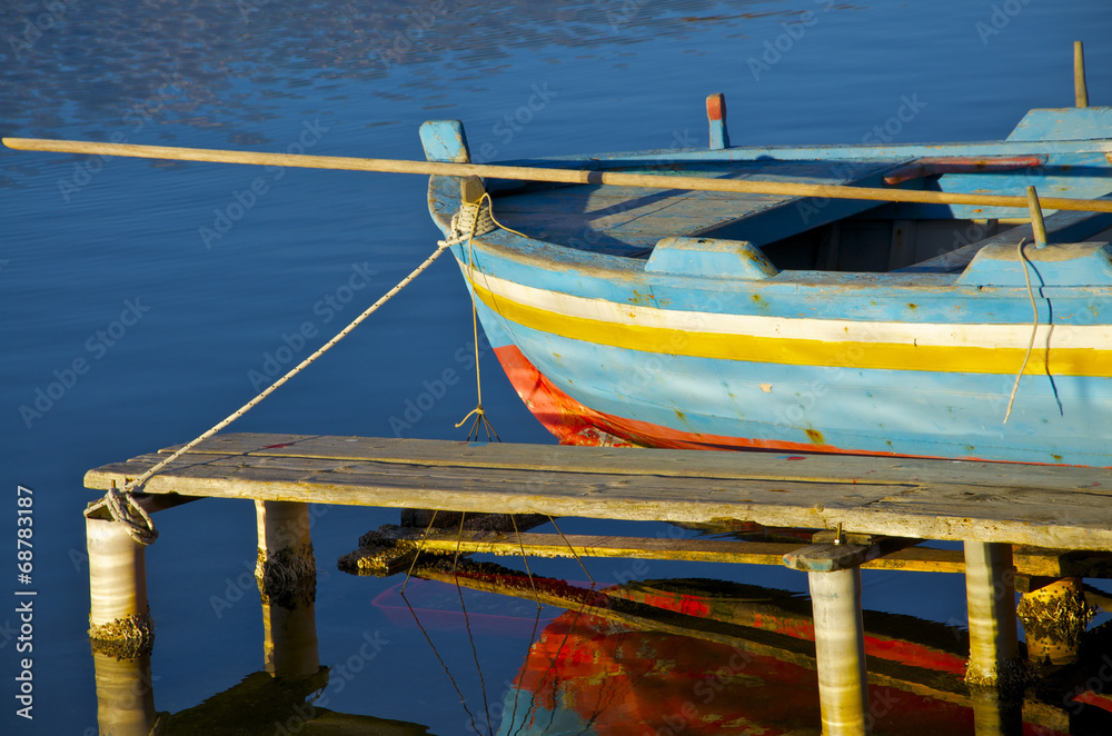 Fototapeta premium Old boats on the Lake - Ganzirri, Sicily - Italy