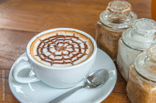 hot milk latte art coffee