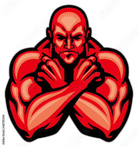 fighter mascot crossing arm