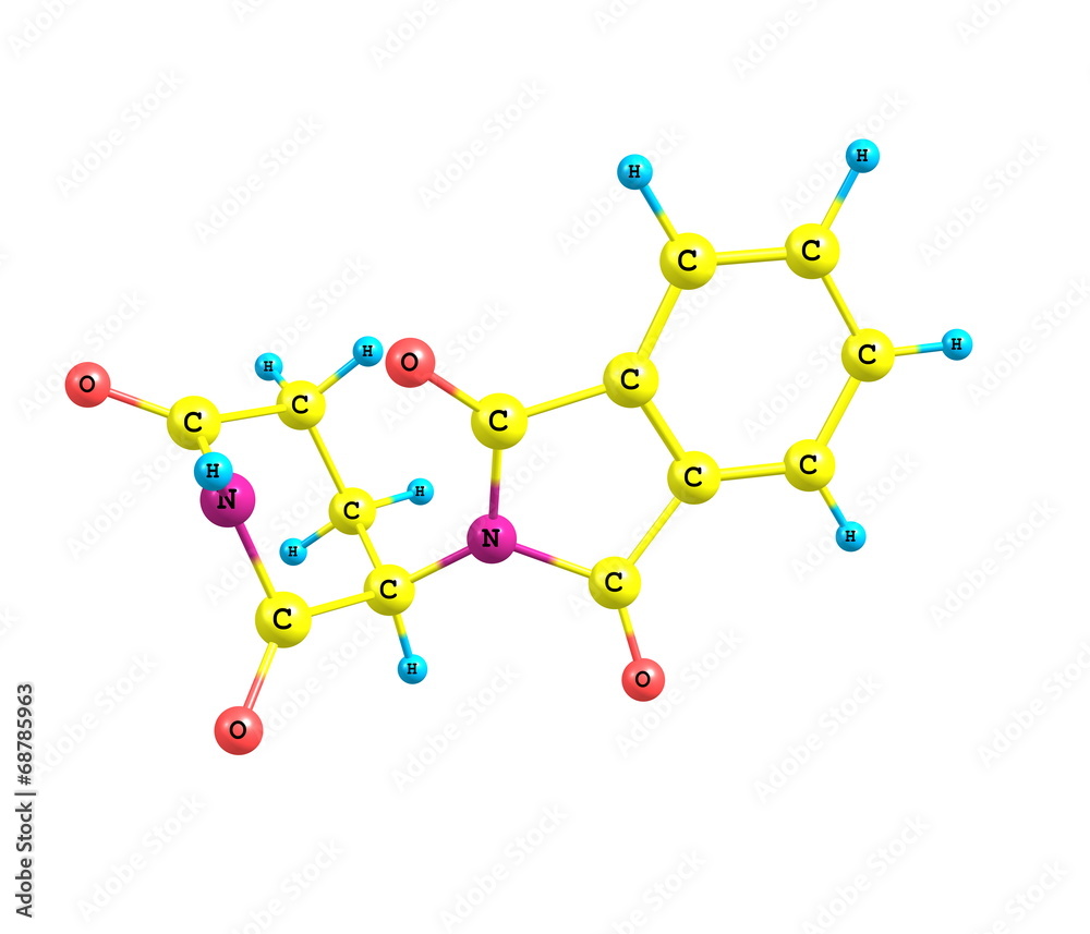 Thalidomide molecule on white