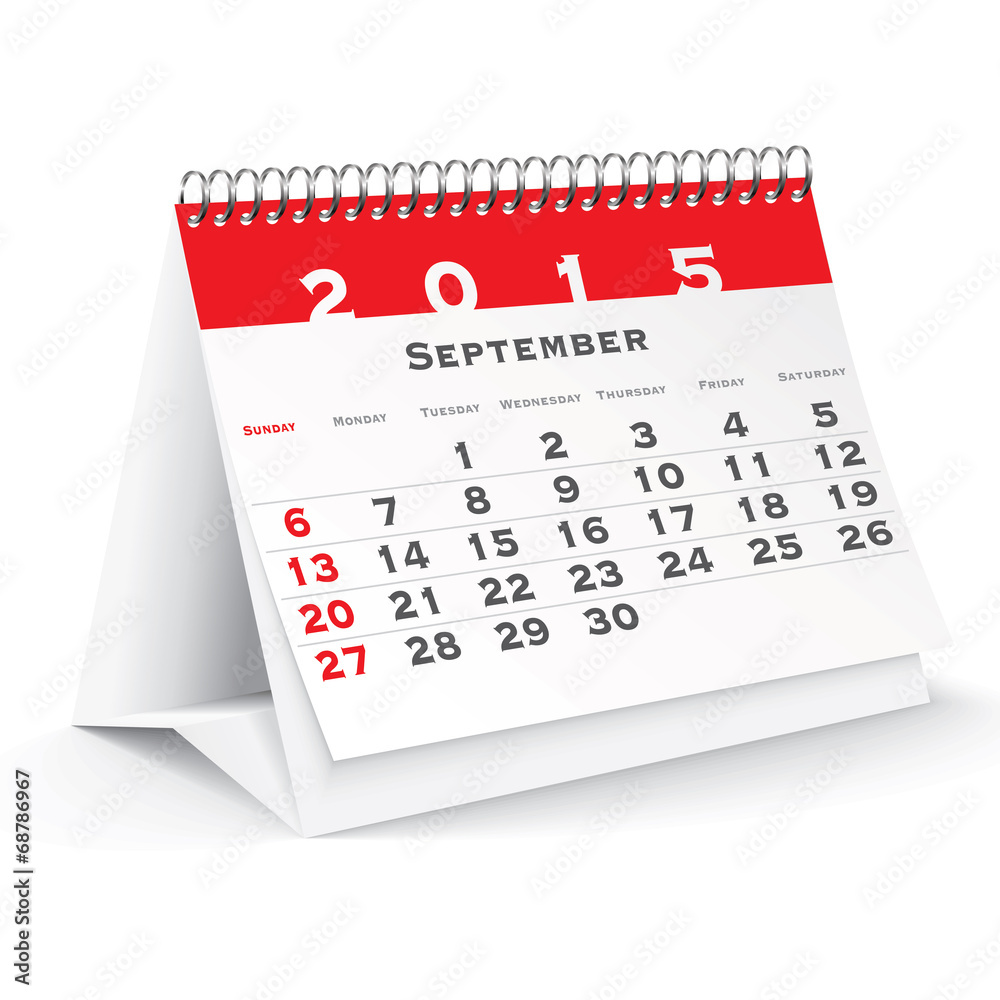 September 15 Desk Calendar Vector Stock Vector Adobe Stock
