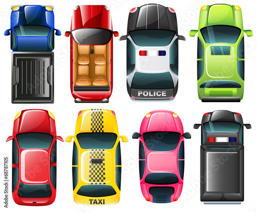 Topview of the different type of vehicles