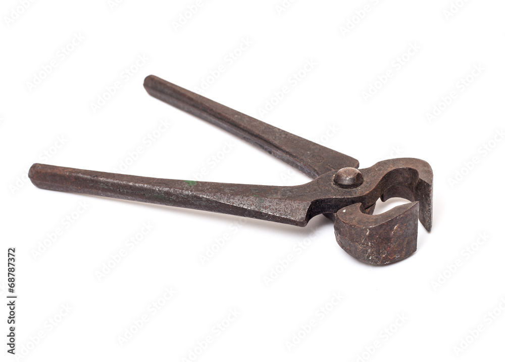 Old pair of pliers. All on white background Old pair of pliers. All on white background