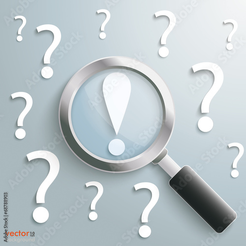White Question Marks Loupe Exclamation Mark
