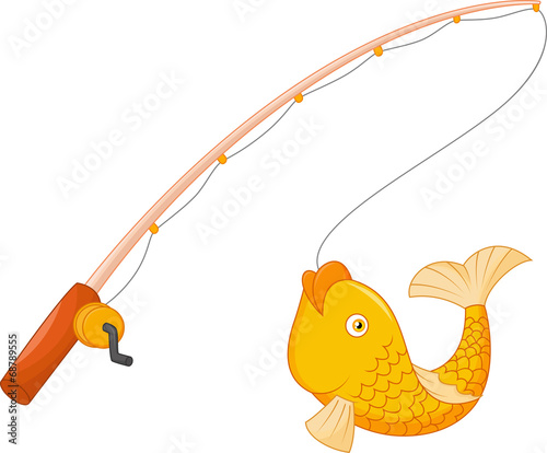 Fishing pole with hook and fish