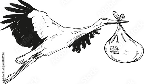 Stork with Baby Bag