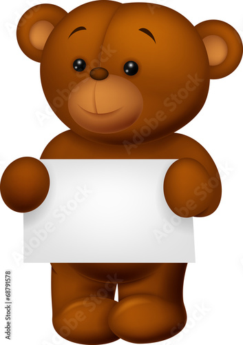 Bear stuff holding blank paper