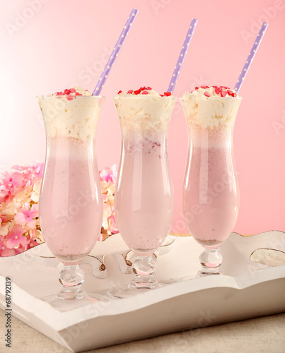 Delicious milkshake on table