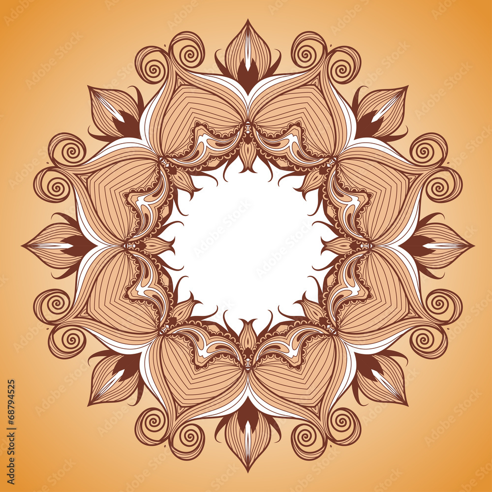 Round lace pattern with natural elements.