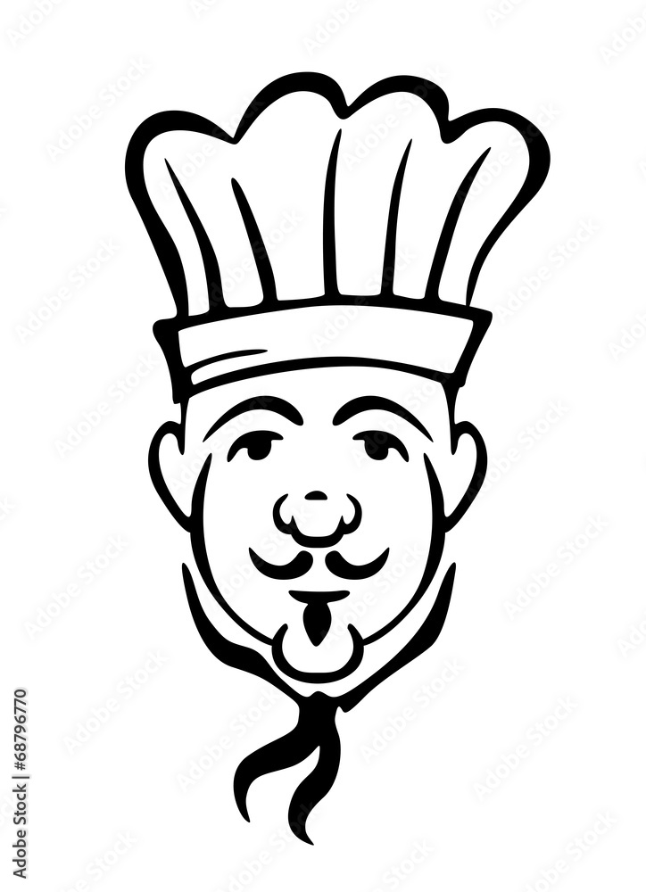 Chef in toque and necktie with a moustache Chef in toque and necktie with a moustache