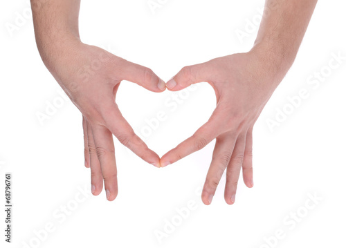 Male hands in the form of heart.