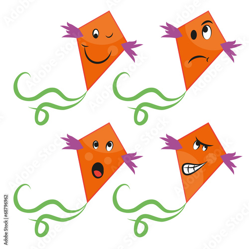 set kites with funny faces
