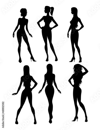 Six girls silhouette