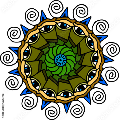 mandala occhi su sfondo bianco