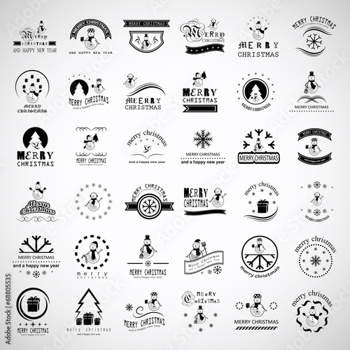 Snowman Elements Set - Isolated On Gray Background