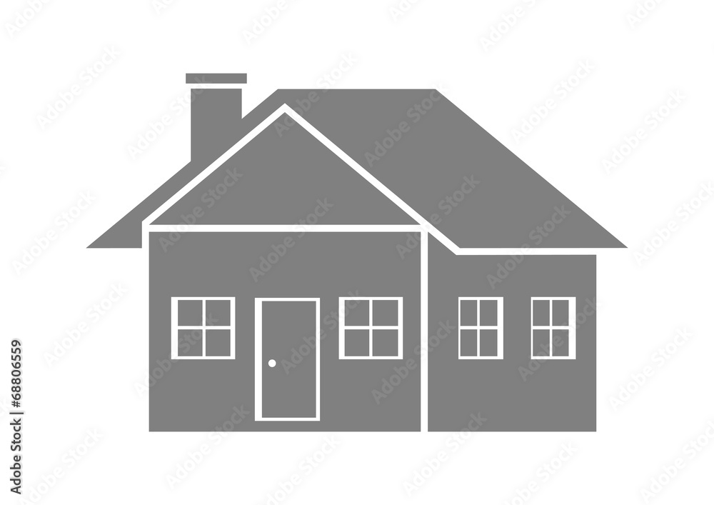 Grey house icon on white background