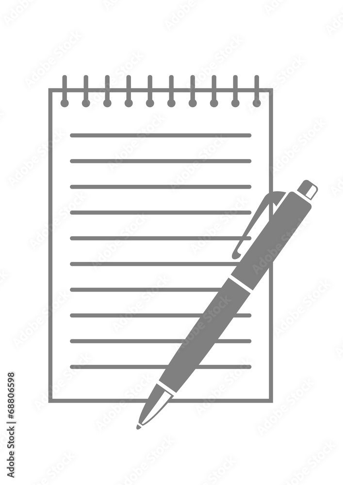 Grey ballpoint and notepad on white background Grey ballpoint and notepad on white background