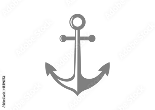Fotografiet Grey anchor icon on white background