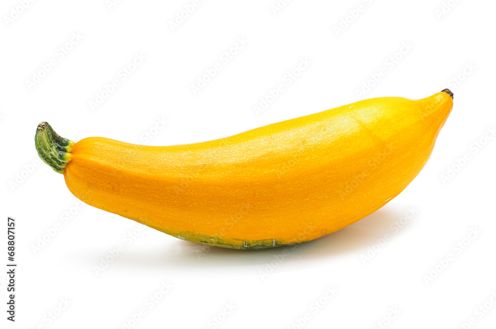 Golden yellow zucchini isolated on the white background