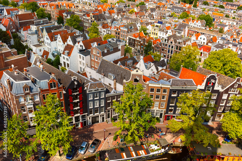 Fototapeta premium Amsterdam city view from Westerkerk, Holland, Netherlands.