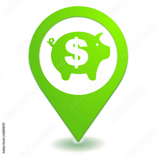 épargne dollar sur symbole localisation vert