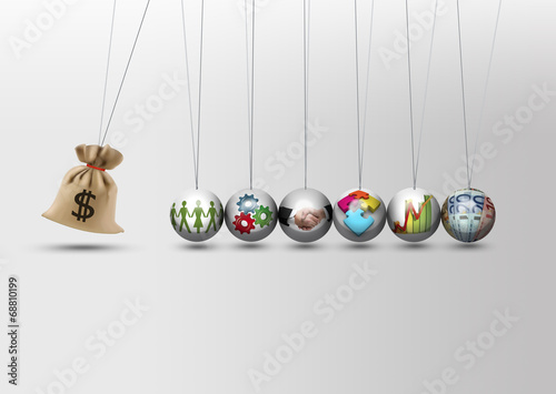 Newtons cradle - money bag