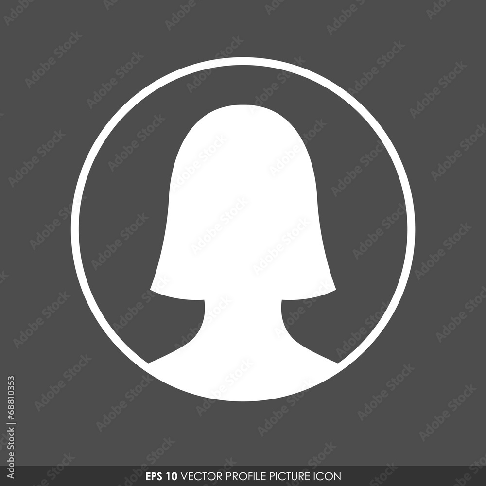 Female avatar profile picture icon in circle on gray background Female avatar profile picture icon in circle on gray background