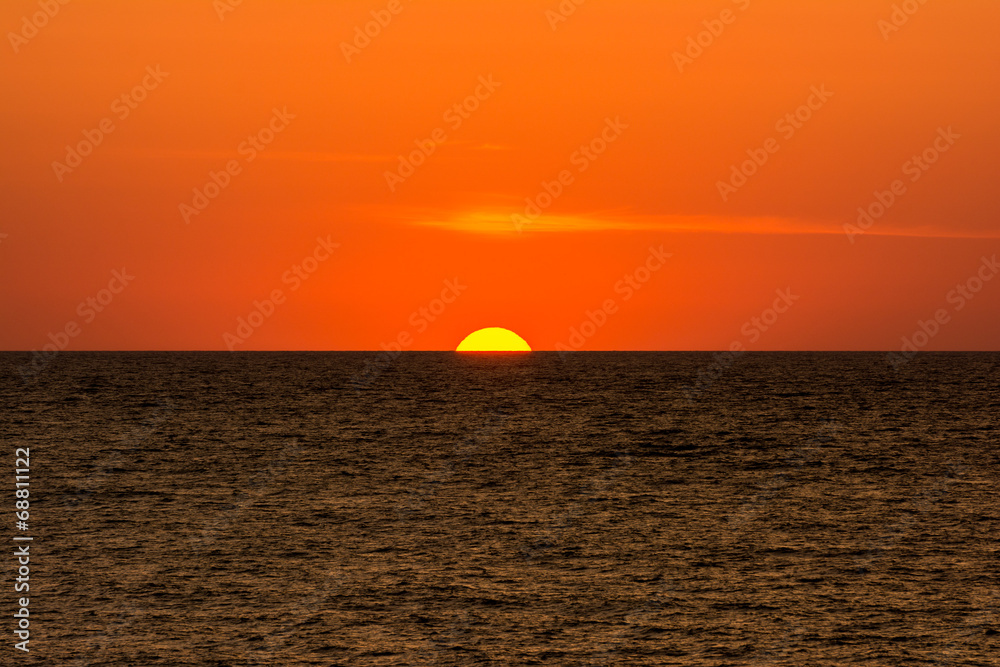 Orange Sky At Sun Rise Over The Black Sea