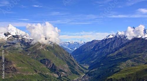 view of tourist trail near the Matterhorn in the Swiss Alps