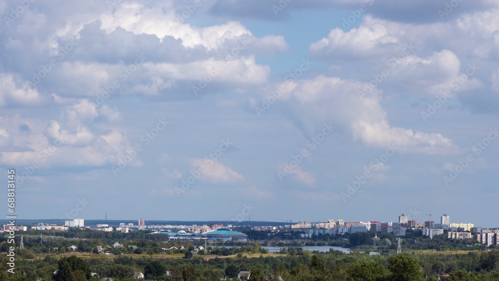 Minsk. View of the Chizhovka-arena and cityscape. Time lapse Minsk. View of the Chizhovka-arena and cityscape. Time lapse