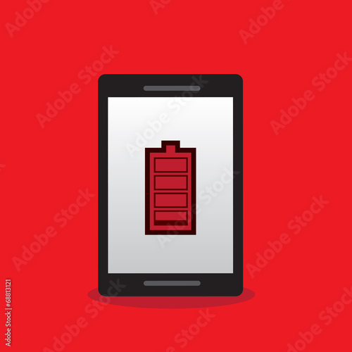 Phone with red low battery icon