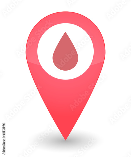 Map mark with a blood drop icon