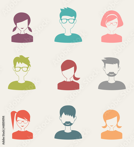 trendy flat people icons set 3