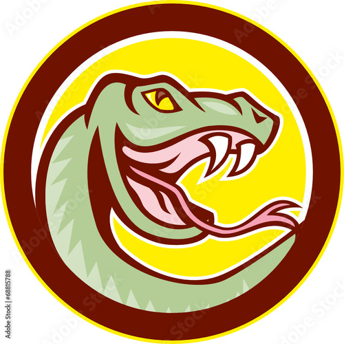 Rattle Snake Head Circle Cartoon