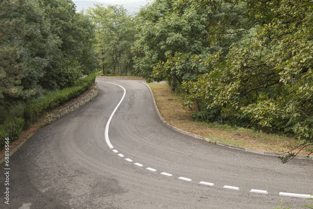Obraz premium Twisting asphalted road with a dividing line
