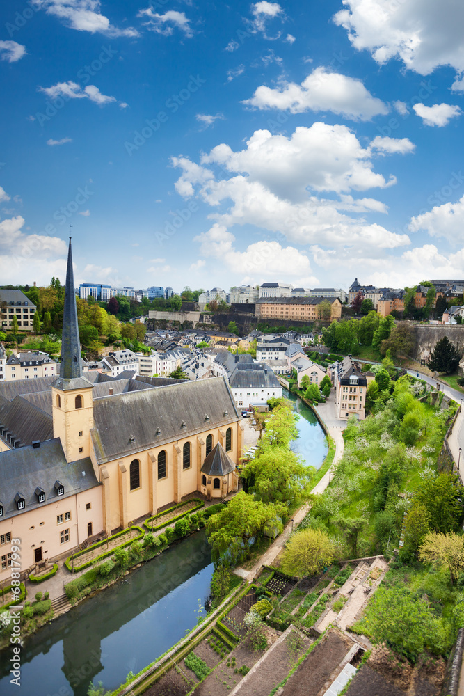 City view of Luxembourg with houses on Alzette